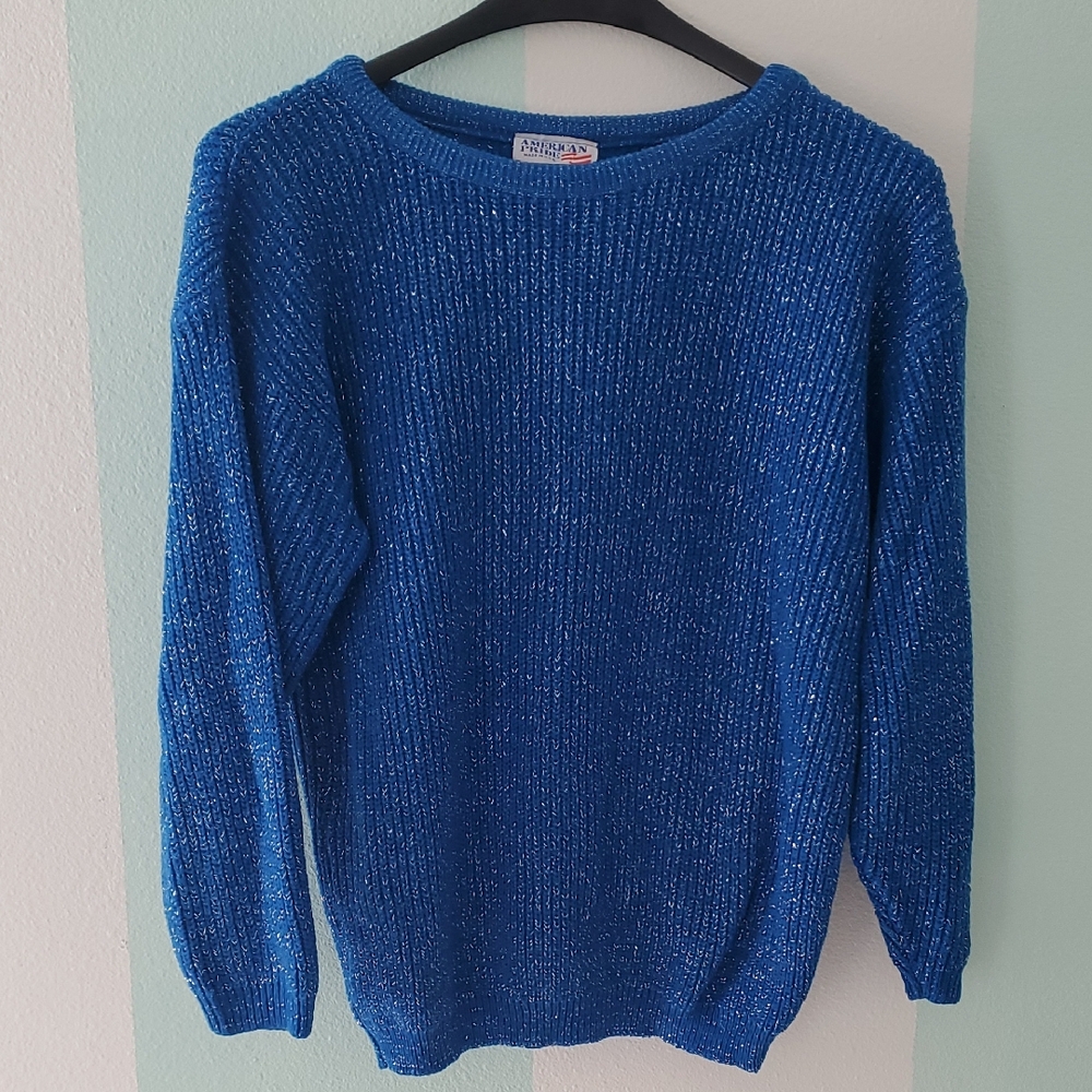 Vibrant Blue Crew‎ Neck Sweater By American Pride